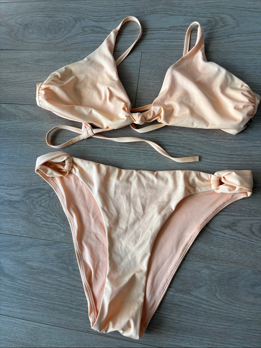La Vie En Rose Peach Tie-Front Bikini Set